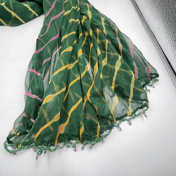 Women Scarf Green Chiffon Polyester Long Rectangular - Picture 4 of 12